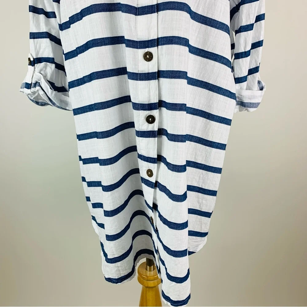 Dotti Striped Button Front Coverup 1X